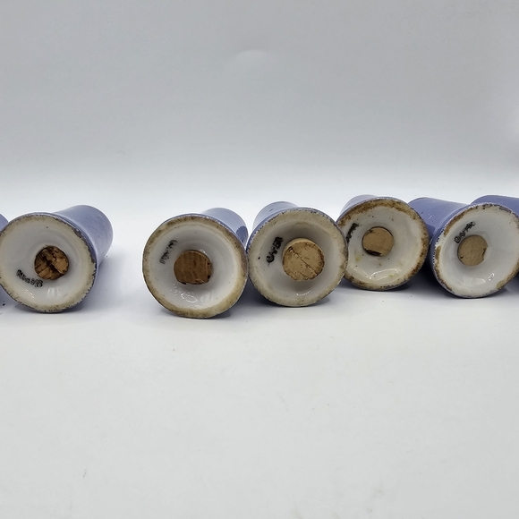 Set Of 7 Vintage Japanese Blue Lusterware Salt and Pepper Shakers With Cork Plug - Picture 5 of 7